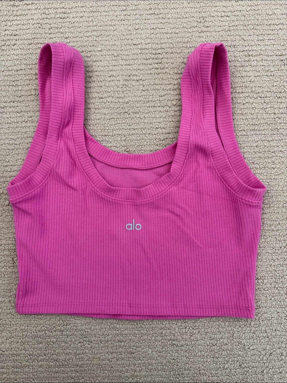 Cropped Ribbed Pink Alo Tank - Picture 2 of 2